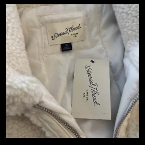 Universal Thread Faux Shearling Zip Up Coat With Pockets Cream Beige Size 4x - Picture 6 of 7